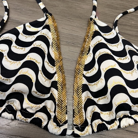 VICTORIA’S SECRET BLACK WHITE GOLD BIKINI SMALL - Picture 3 of 15